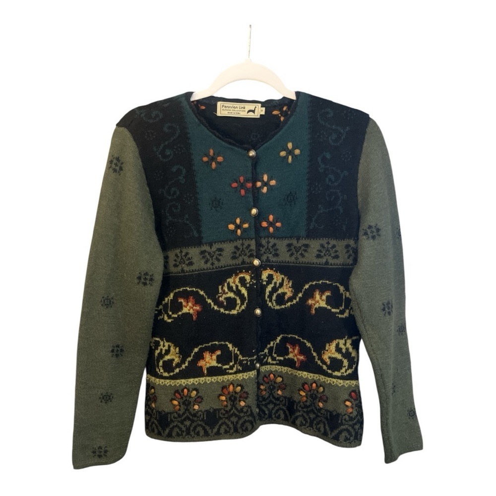 Peruvian Link Alpaca Collection Button Down Cardigan Size S Cottagecore Boho SE1